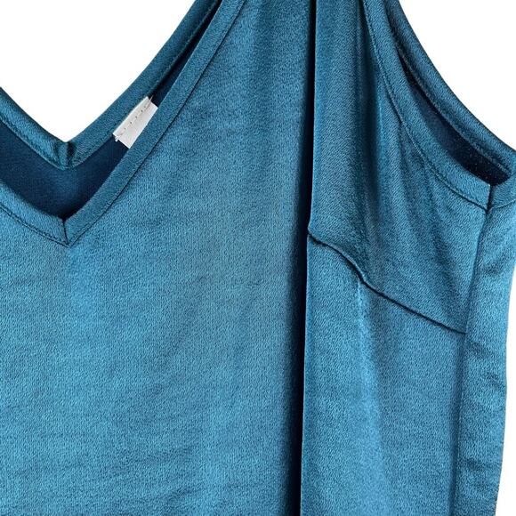 Daily Practice Anthropologie Slip Dress Satin Midi Boho Coastal Beach Teal XS - Picture 4 of 11